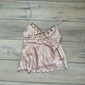 Vintage Armani satin pink medallion camisole